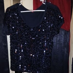 BONGO Sparkling Black Sequin Crop Top